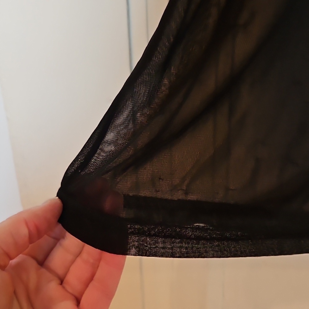 Semi-Formal Black Maxi Dress, Sheer Outer Layer, Front Slit, Sz M - Picture 13 of 13